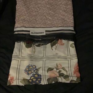 Burberry Monogram Botanical Print Silk Wool Scarf